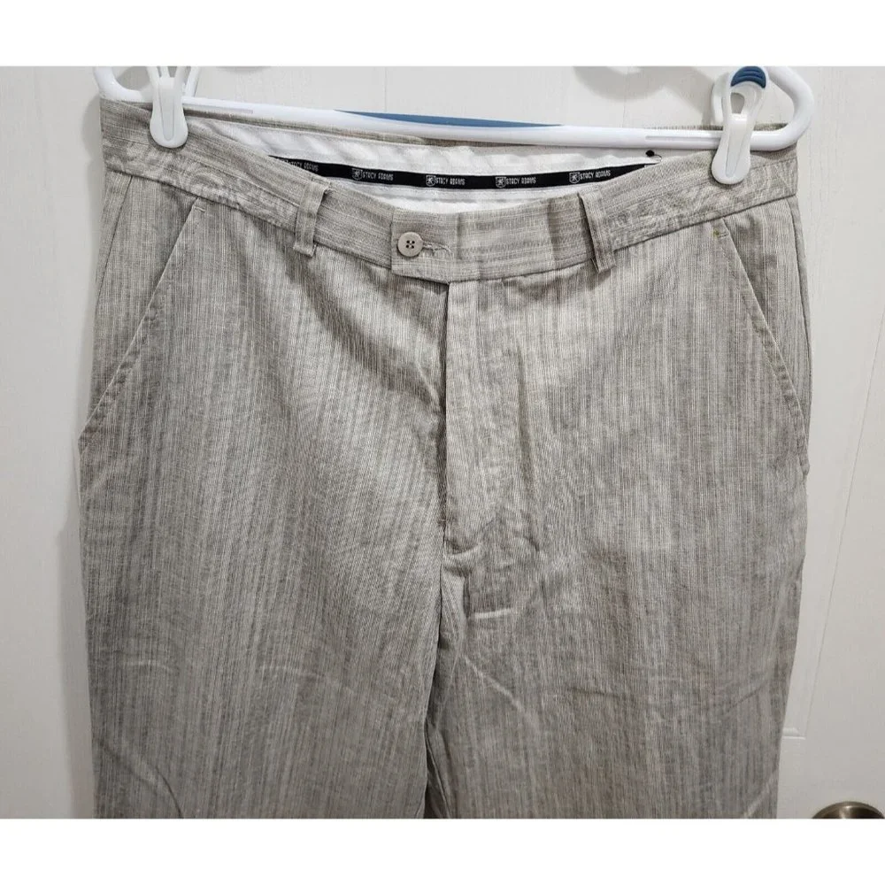 Stacy Adams Gray Linen‎ Blend Straight Leg Dress Pants Size 34W / 32